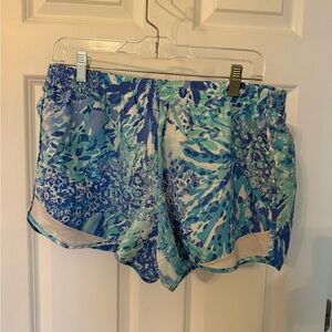 Lilly Pulitzer Blue and Green Patterned Athletic Shorts